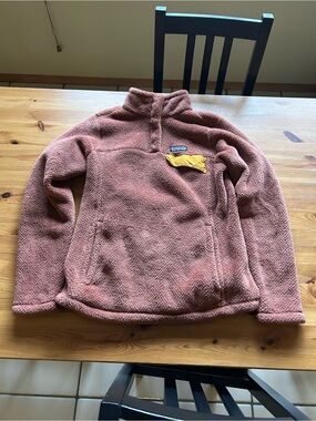 Patagonia Fleece Synchilla Pullover - Rose Rust with Yellow Pocket